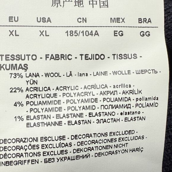 Emporio Armani Cardigan Sweater Men XL Raglan Shawl 2 Tone Navy Gray Wool Blend - Picture 10 of 11